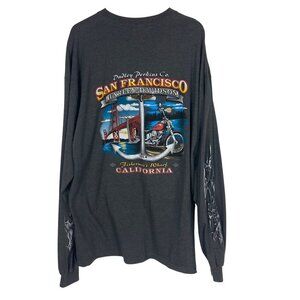 Harley Davidson San Francisco Long Sleeve Tee 2XL Dragon Sleeve Fishermans Wharf